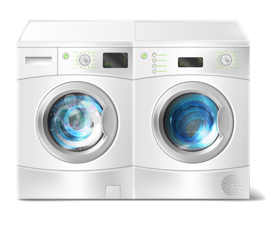 vector washer and dryer with laundry inside