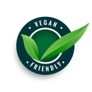 Home vegan friendly leaves label in green color